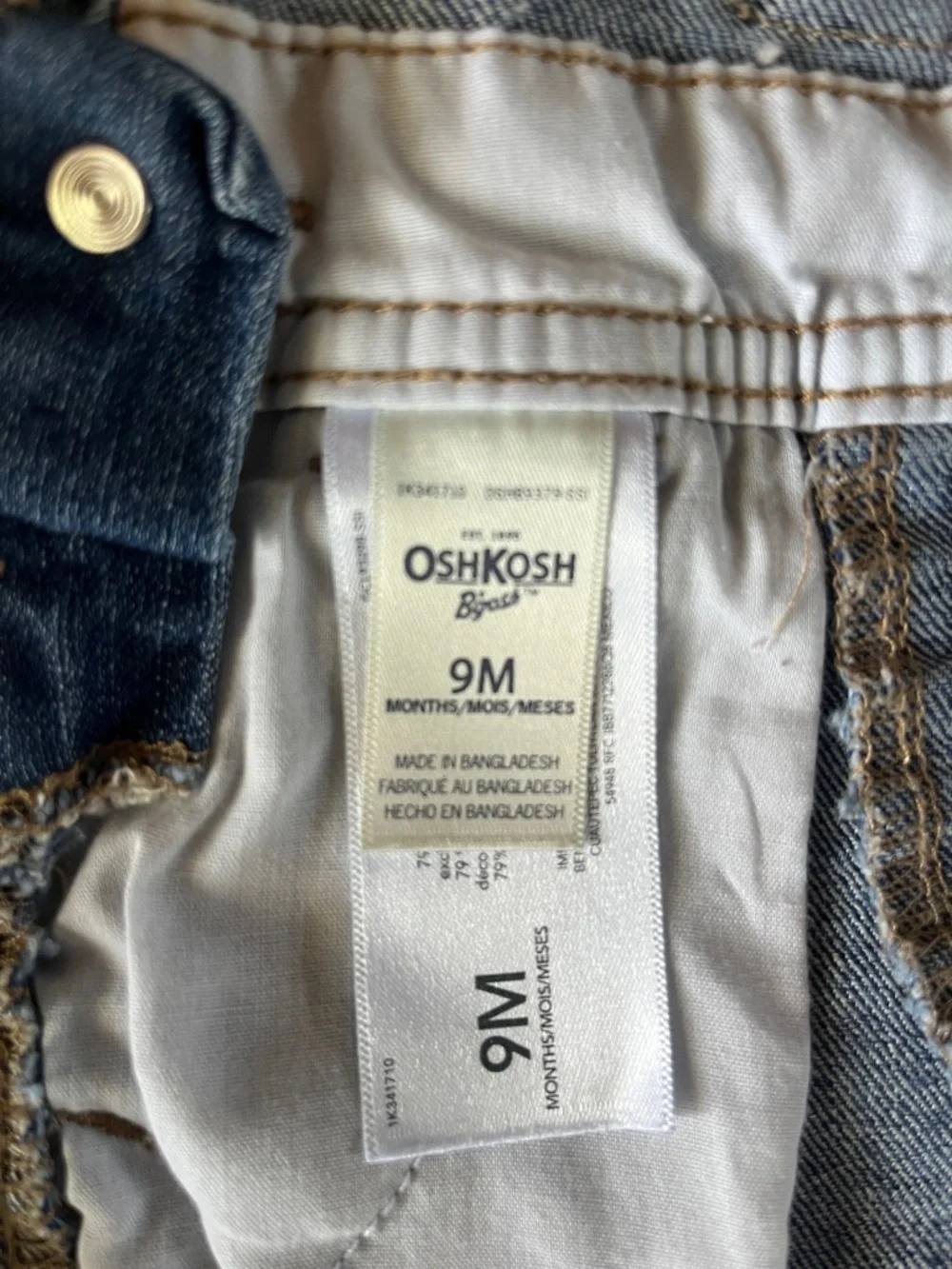OshKosh B'gosh Denim Jeans  Shortalls Overalls with Striped Straps
